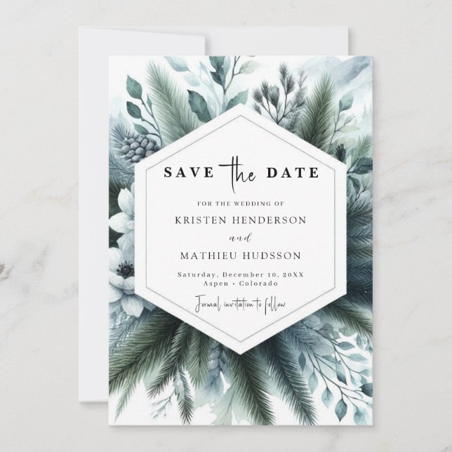  Boho Elegant Mountain Wedding Save The Date (Front)