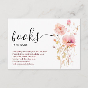 BOHO ELEGANT PINK BLUSH FLOWERS BOOKS FOR BABY  ENCLOSURE CARD