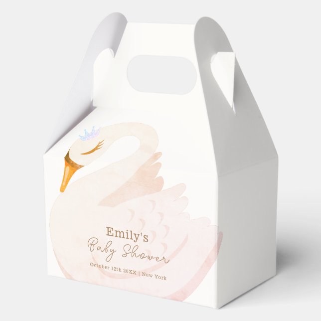 Boho Elegant Princess Swan Girl Baby Shower Favor Box (Front)