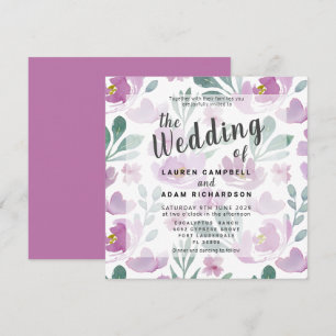 Boho Elegant Watercolor Floral Purple Wedding 