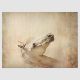 Boho Elegant White Horse Decoupage Tissue Paper