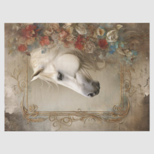 Boho Elegant White Horse Decoupage Tissue Paper