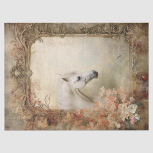 Boho Elegant White Horse Decoupage Tissue Paper