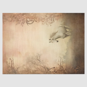 Boho Elegant White Horse Decoupage Tissue Paper