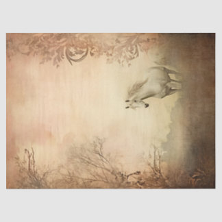 Boho Elegant White Horse Decoupage Tissue Paper
