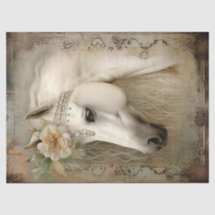 Boho Elegant White Horse Decoupage Tissue Paper
