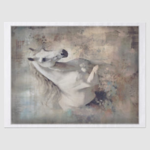Boho Elegant White Horse Decoupage Tissue Paper