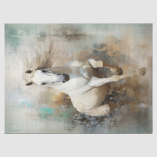 Boho Elegant White Horse Decoupage Tissue Paper