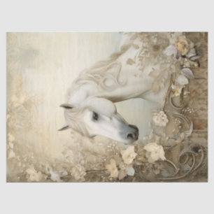 Boho Elegant White Horse Decoupage Tissue Paper
