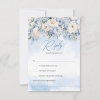 Boho Elegant winter dusty blue and ivory flowers 