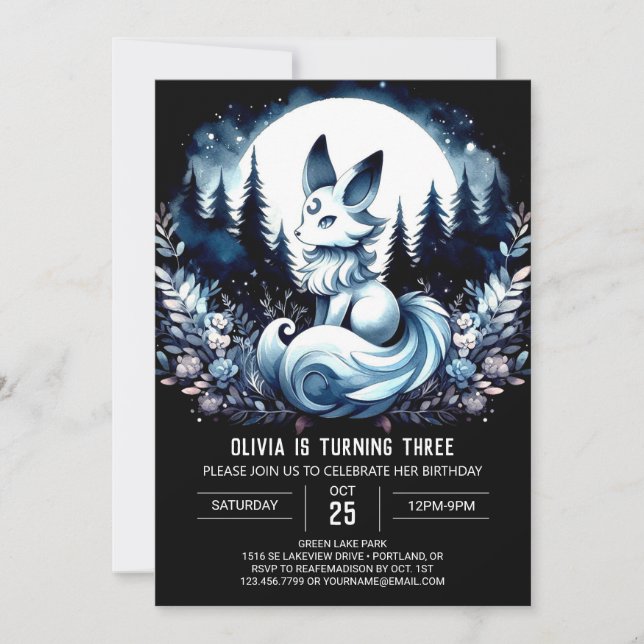 Boho Elegant Wolf Birthday Invitation (Front)