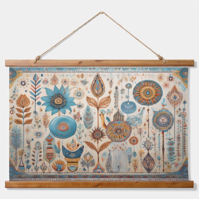 Boho Elements Wall Hanging Tapestry (Front)
