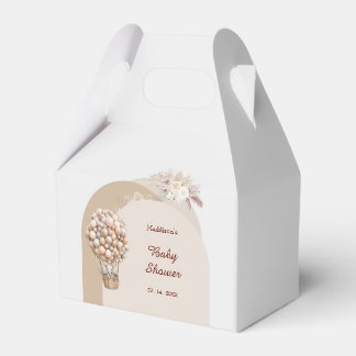 Boho Elephant Air Balloon Neutral Pampas Favor Box