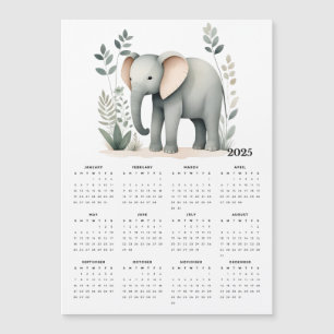 Boho Elephant Minimalistic 2025 Magnetic Calendar