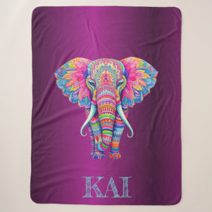 Boho Elephant - Personalized Mandala Design Sherpa Blanket