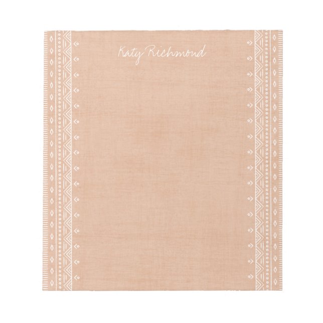 Boho Embroidery Tribal Pattern Notepad - Orange (Front)