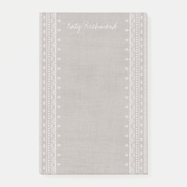 Boho Embroidery Tribal Pattern Post-its - Grey Post-it Notes (Front)