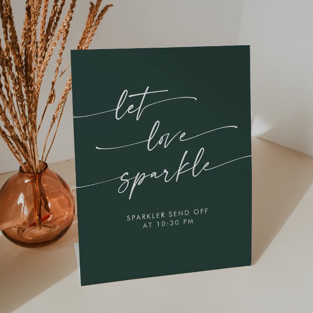 Boho Emerald Green Sparkler Send Off Wedding Pedestal Sign (Boho Emerald Green Sparkler Send Off Wedding Pedestal Sign)