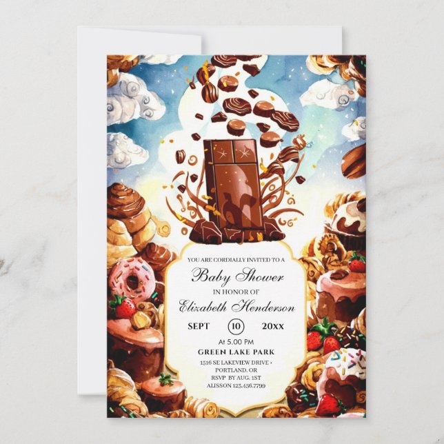 Boho Enchanted Chocolate Baby Shower Invitation (Front)