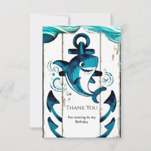 Boho Enchanted Nautical Shark Birthday Thank You Card
