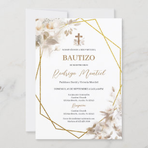 Boho espagnol Baptême Floral Invitation