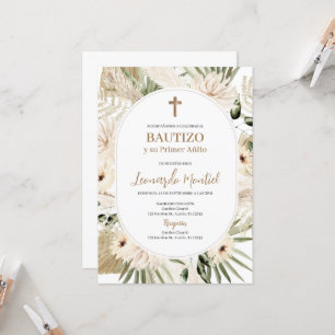 Boho espagnol Baptême Floral Invitation