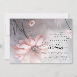 Boho Ethereal Pink Daisies Invitation