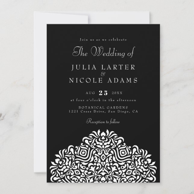 Boho Ethnic Botanical Accent Wedding Invitation (Front)