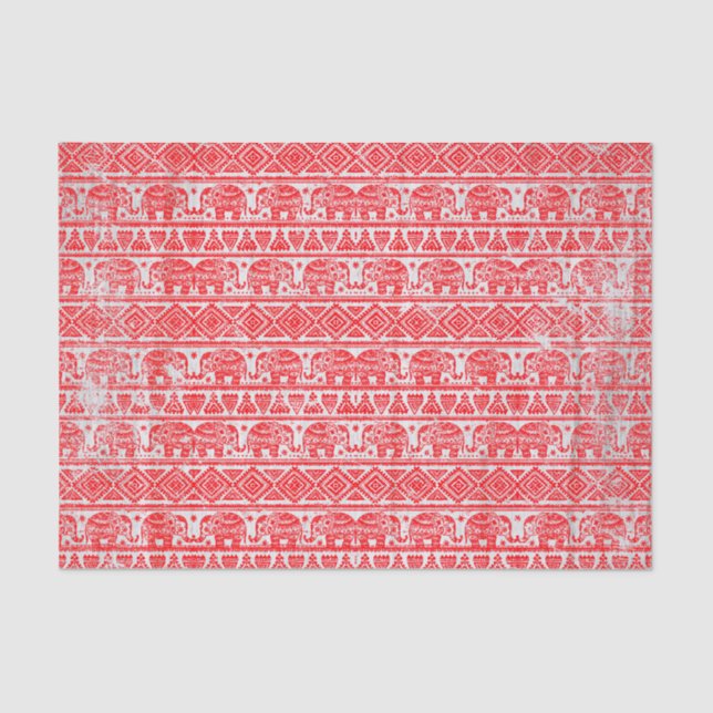 Boho ethnic elephant pattern tissue paper (Front)