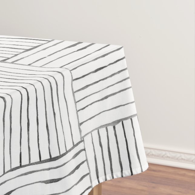 Boho Ethnic Tablecloth – Black & White Hand-Drawn  (In Situ)