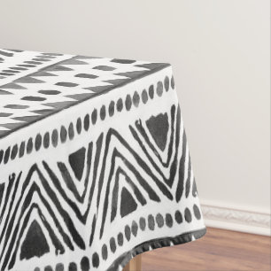 Boho Ethnic Tablecloth – Tribal Black & White 