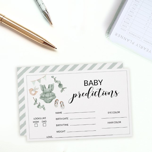 Boho eucalyptus baby shower prédictions papeterie (Créateur téléchargé)