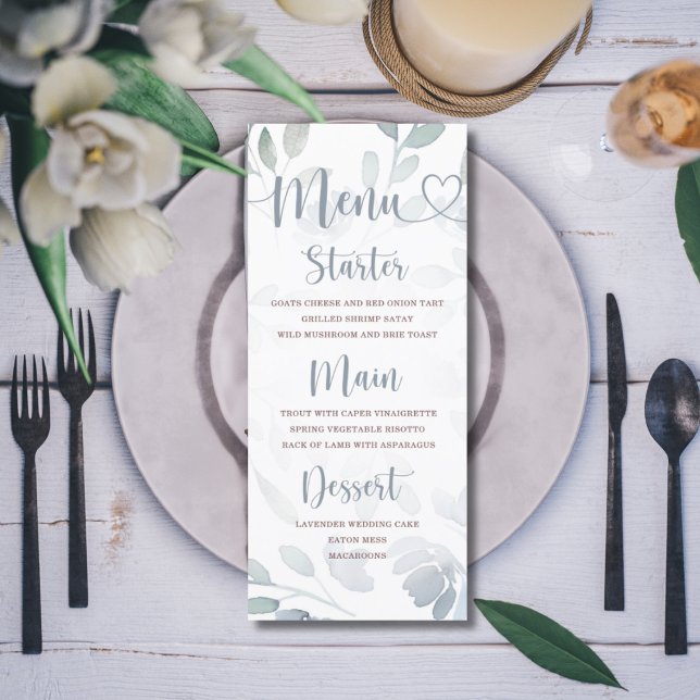 Boho Eucalyptus Foliage Blue Wedding Menu (Creator Uploaded)
