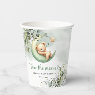 Boho eucalyptus foliage teddy bear over the moon paper cups