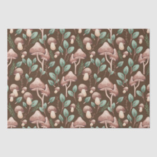 Boho Eucalyptus Forest Mushrooms Dark Brown Tissue Paper