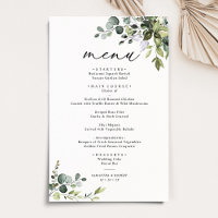 Boho Eucalyptus Green Menu Mariage simple