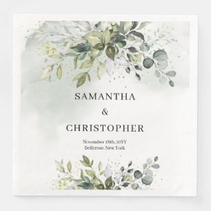 Boho Eucalyptus greenery branches faux gold  Napkin