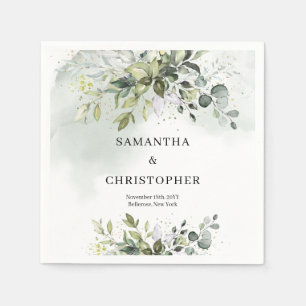 Boho Eucalyptus greenery branches faux gold  Napkin