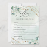 Boho Eucalyptus Greenery Foliage Faux Gold Frame Advice Card<br><div class="desc">Boho Eucalyptus Greenery Foliage Faux Gold Frame Advice Card,  Contact me for matching items or for customization,  Blush Roses ©</div>