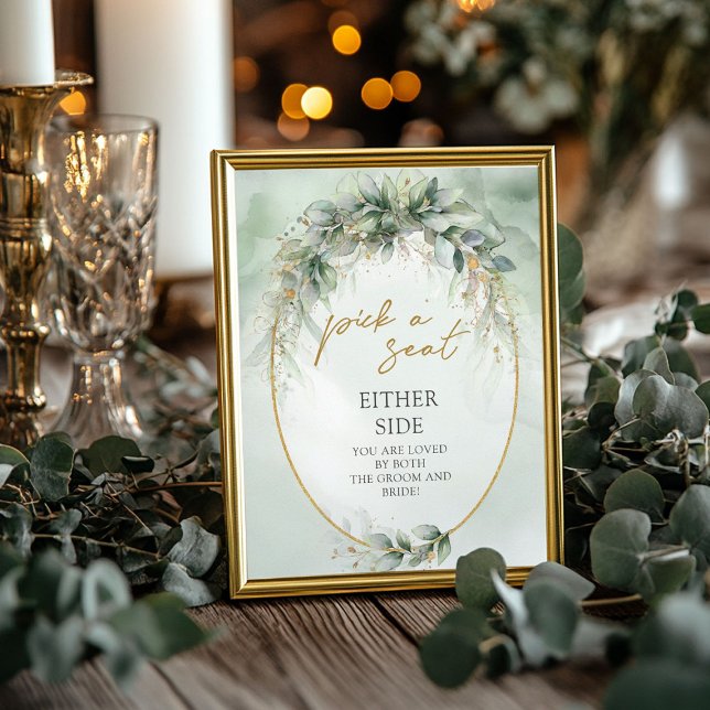 Boho eucalyptus greenery Pick a Seat Either Side Poster (Boho eucalyptus greenery Pick a Seat Either Side Poste)