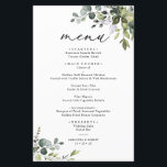 Boho Eucalyptus Greenery Simple Wedding Menu<br><div class="desc">Designed to coordinate with our Boho Greenery wedding collection,  this customizable Menu Template features mixed watercolor greenery leaves paired with a classy serif in black,  with a monogram on the back. Matching items available: https://bit.ly/3a3h3fv</div>