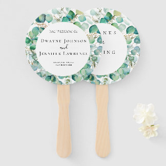 Boho Eucalyptus Greenery Summer Wedding Hand Fan