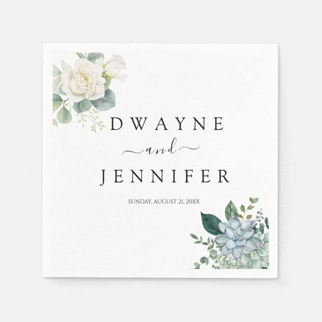 Boho Eucalyptus Greenery Summer Wedding Napkin (Front)