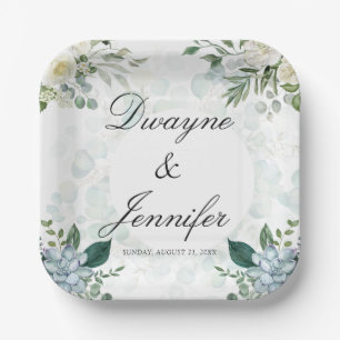 Boho Eucalyptus Greenery Summer Wedding Paper Plate