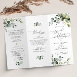 Boho Eucalyptus Greenery Wedding Ceremony Program<br><div class="desc">Designed to coordinate with our Boho Greenery wedding collection,  this customizable Tri-Fold Ceremony Program features watercolor eucalyptus branches with a classy serif font & elegant calligraphy text graphics. Matching items available.</div>