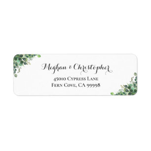 Boho Eucalyptus Leaf Mariage Adresse de retour Lab