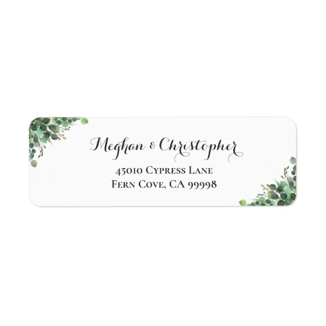 Boho Eucalyptus Leaf Mariage Adresse de retour Lab (Devant)