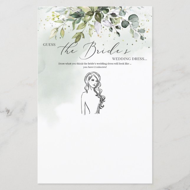 Boho eucalyptus leaves Guess The Bride’s Dress (Front)