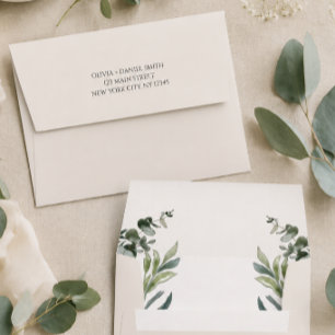 Boho Eucalyptus Leaves Wedding Envelope