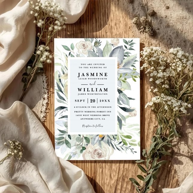 Boho Eucalyptus Rustic Elegant QR Code Wedding Invitation (Creator Uploaded)